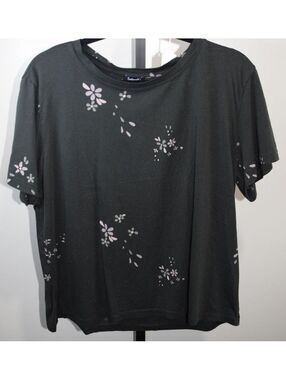 Splendid XX-Large Black Floral Print Short Sleeve T-Shirt